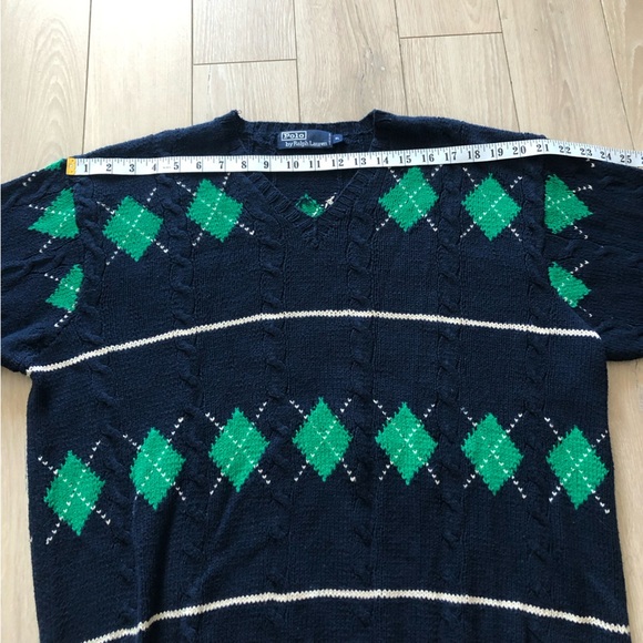 Vintage Polo Ralph Lauren Hand Knit 3D Cable Knit Argle Golf Sweater Size XL - Picture 2 of 11
